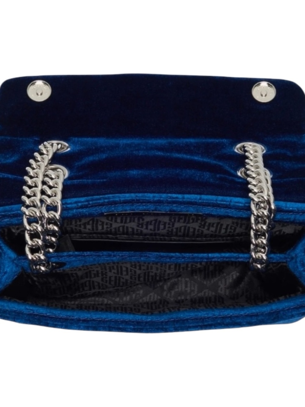 Kurt Geiger NWT Brixton Blue Velvet Shoulder Bag - Picture 3 of 4